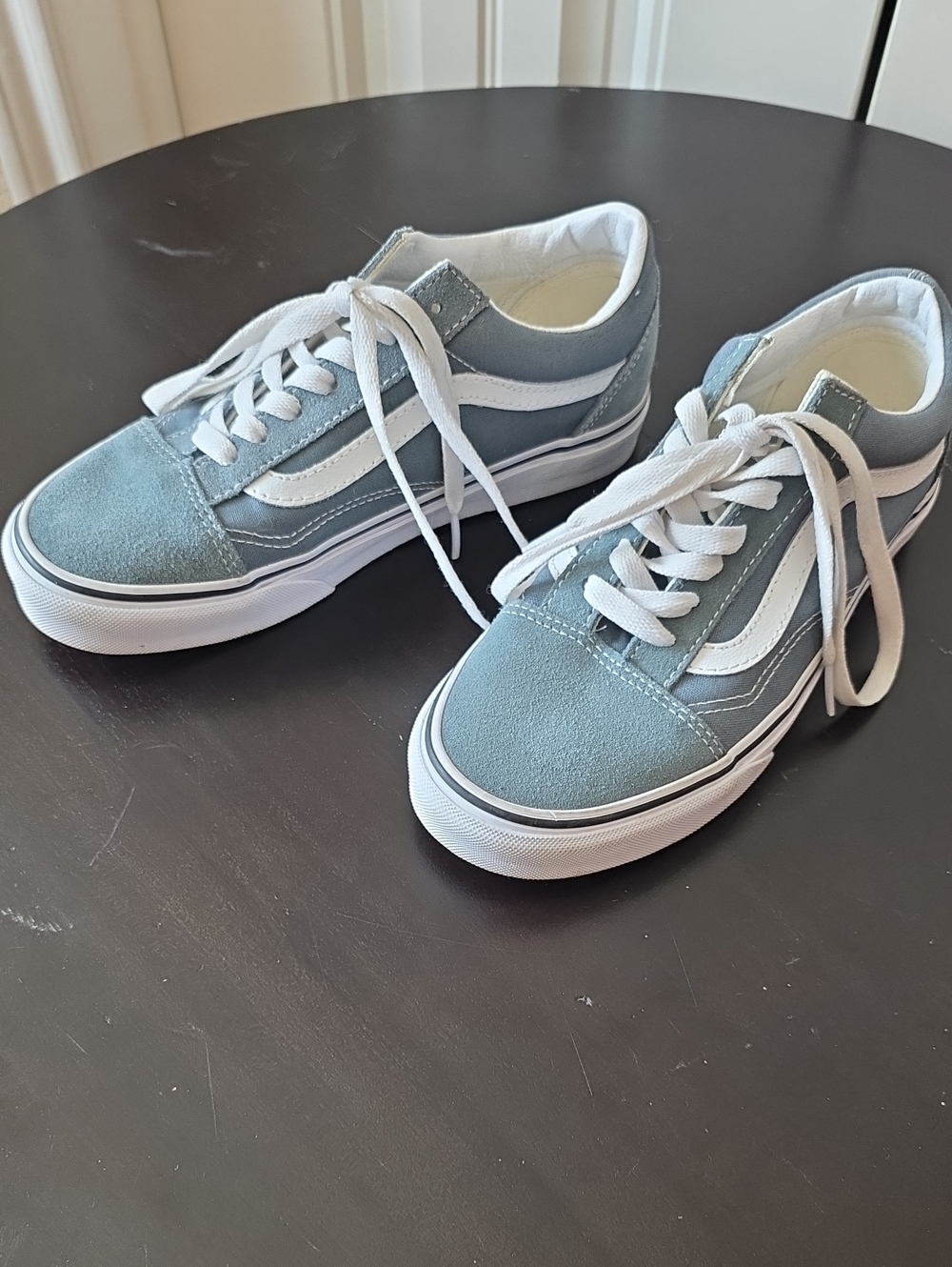 Vans Light Blue and White Old Skool Low-Top Sneakers